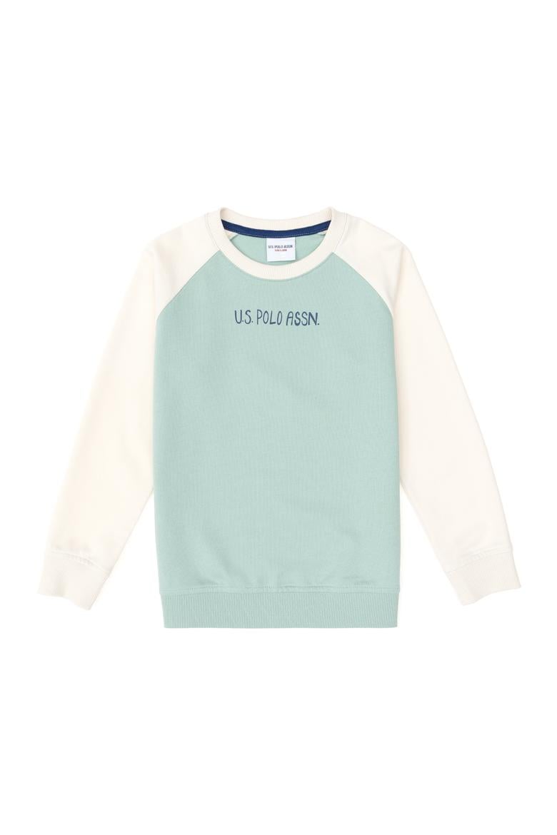 Erkek Çocuk Su Yeşili Bisiklet Yaka Sweatshirt