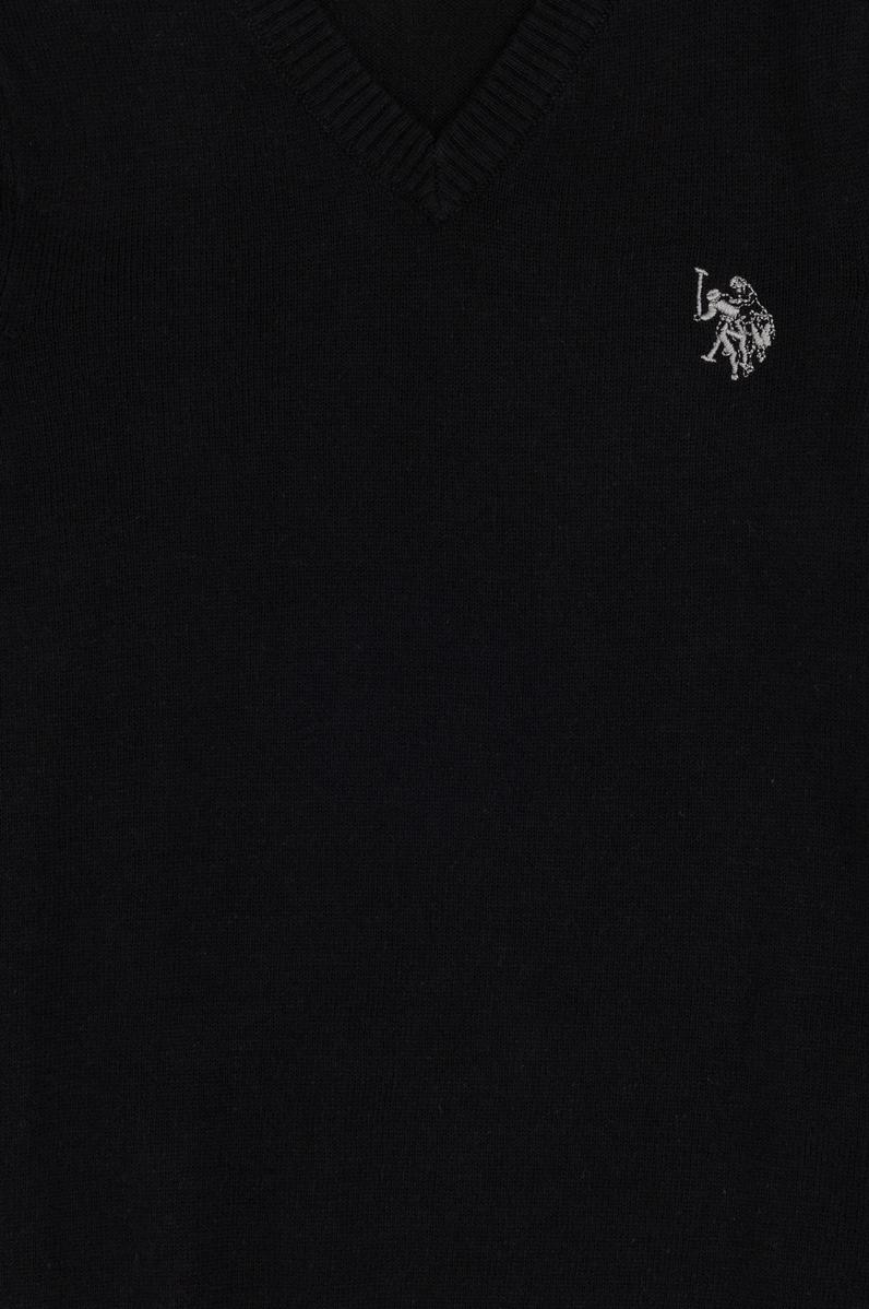 Erkek Çocuk Siyah Basic V Yaka Kazak