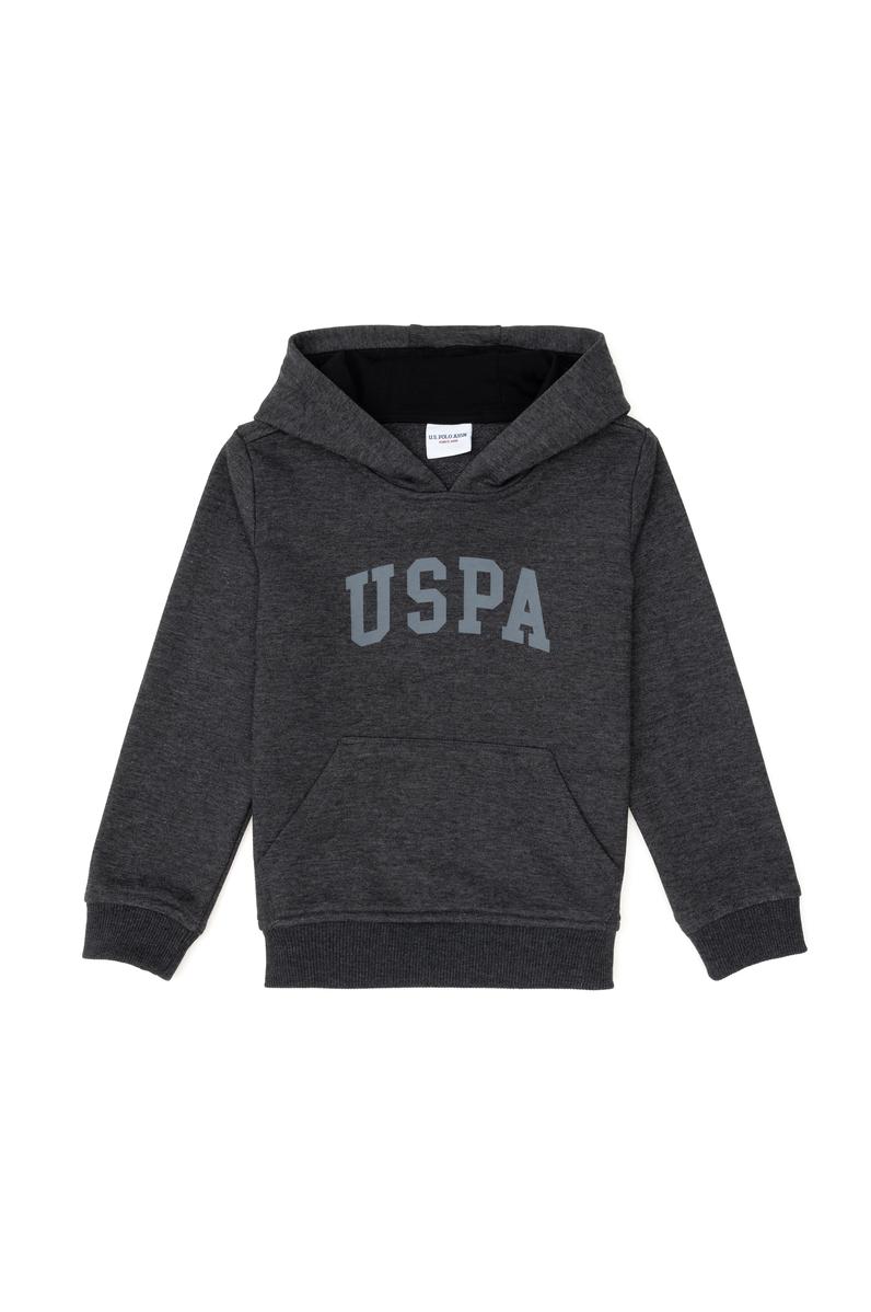 Erkek Çocuk Siyah Basic Kapüşonlu Sweatshirt