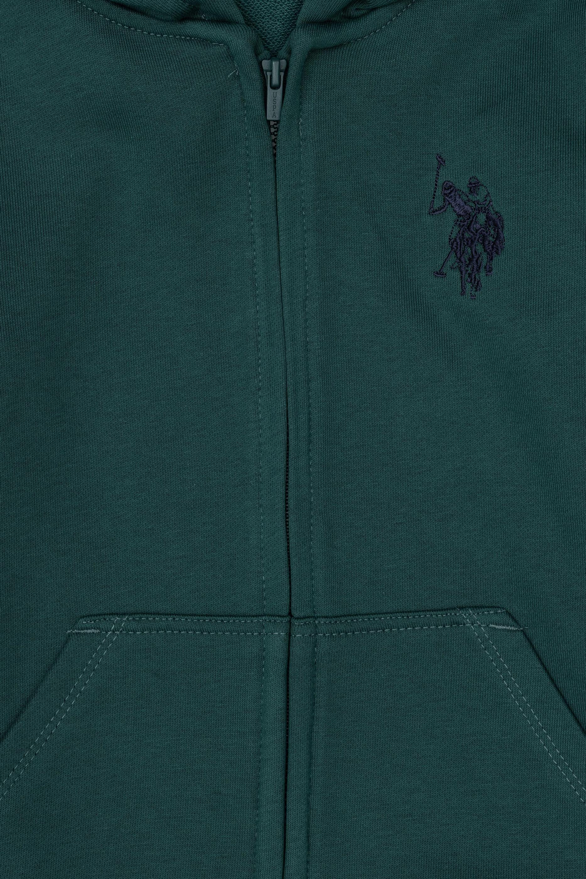 Erkek Çocuk Koyu Yeşil Basic Fermuarlı Sweatshirt