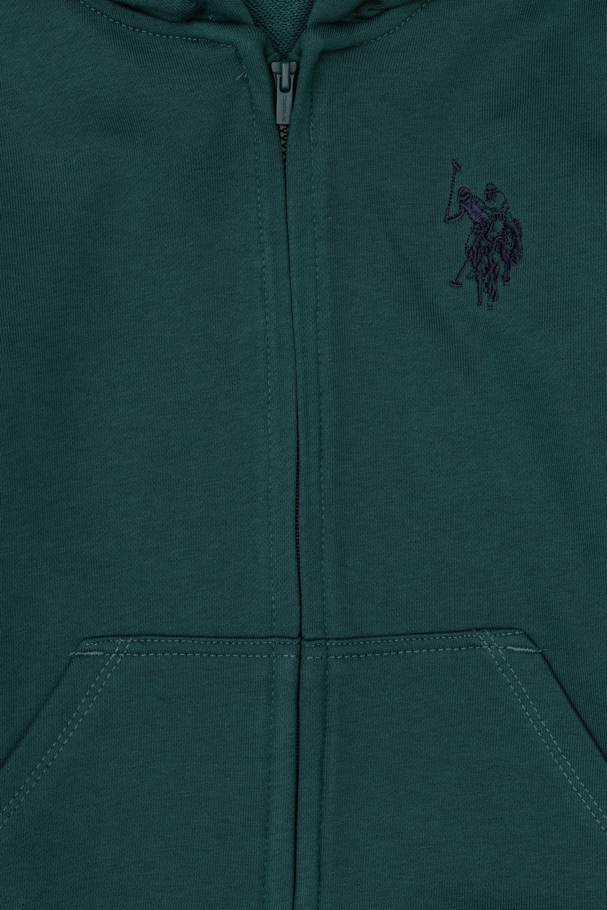 Erkek Çocuk Koyu Yeşil Basic Fermuarlı Sweatshirt - Image 3