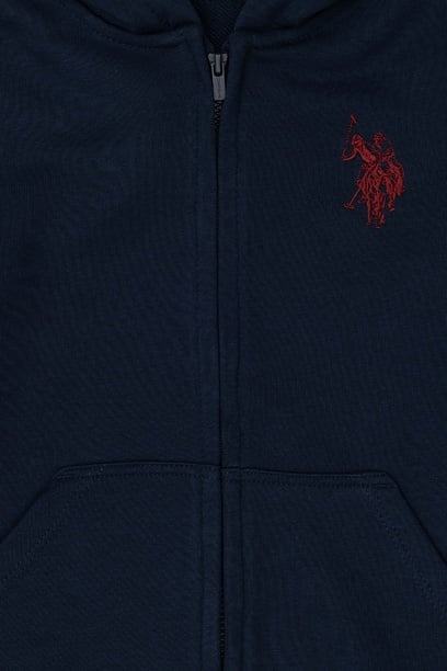 Erkek Çocuk Lacivert Basic Fermuarlı Sweatshirt