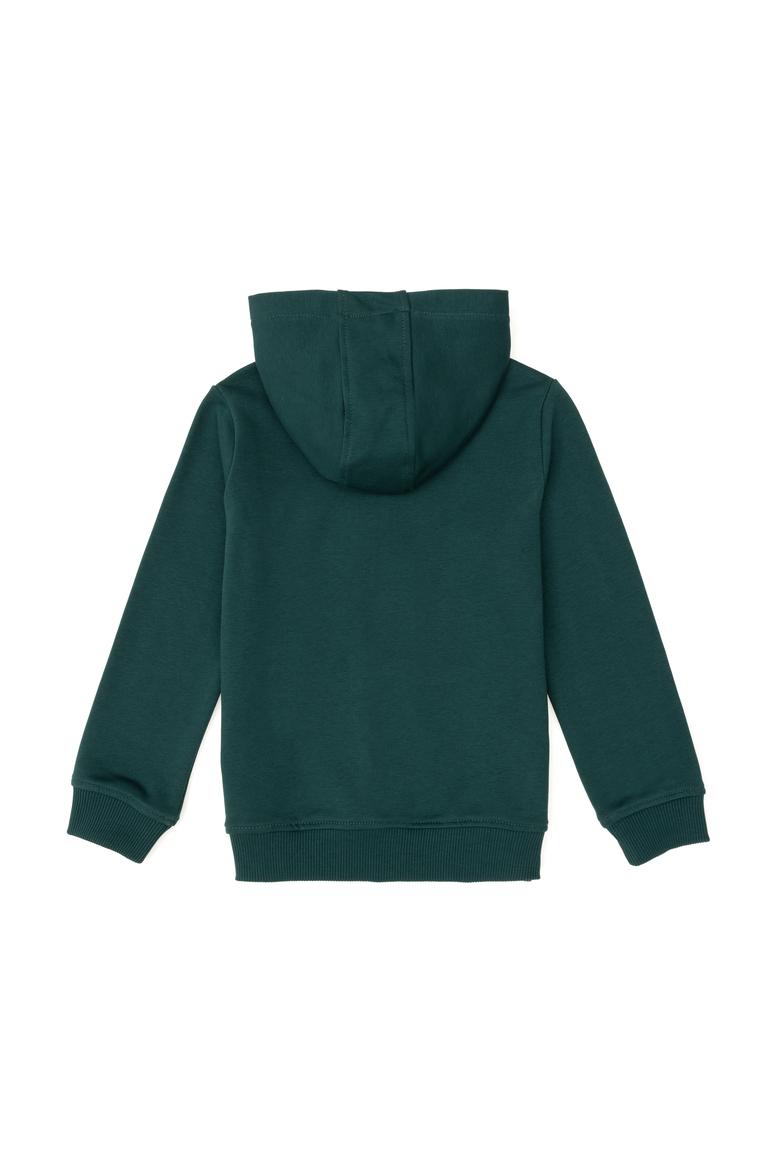 Erkek Çocuk Koyu Yeşil Basic Fermuarlı Sweatshirt - 50293536050