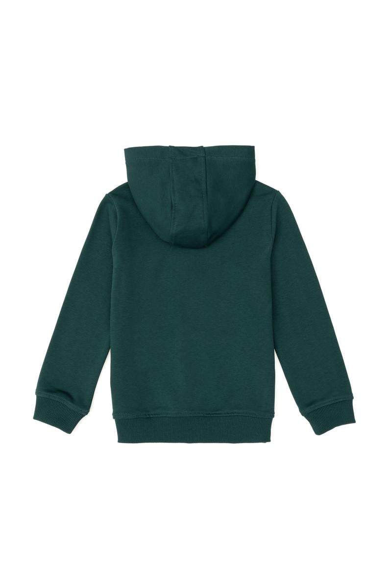 Erkek Çocuk Koyu Yeşil Basic Fermuarlı Sweatshirt