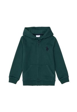 Erkek Çocuk Koyu Yeşil Basic Fermuarlı Sweatshirt - 50293536050