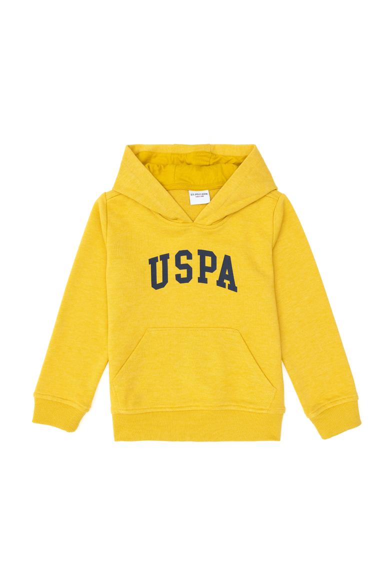 Erkek Çocuk Sarı Basic Kapüşonlu Sweatshirt