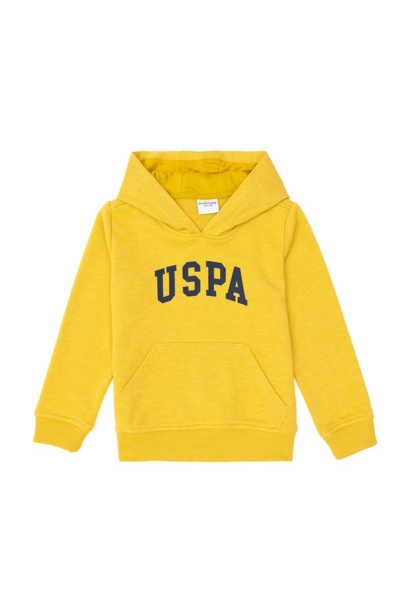 Erkek Çocuk Sarı Basic Kapüşonlu Sweatshirt