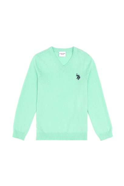 Erkek Çocuk Mint Basic V Yaka Kazak