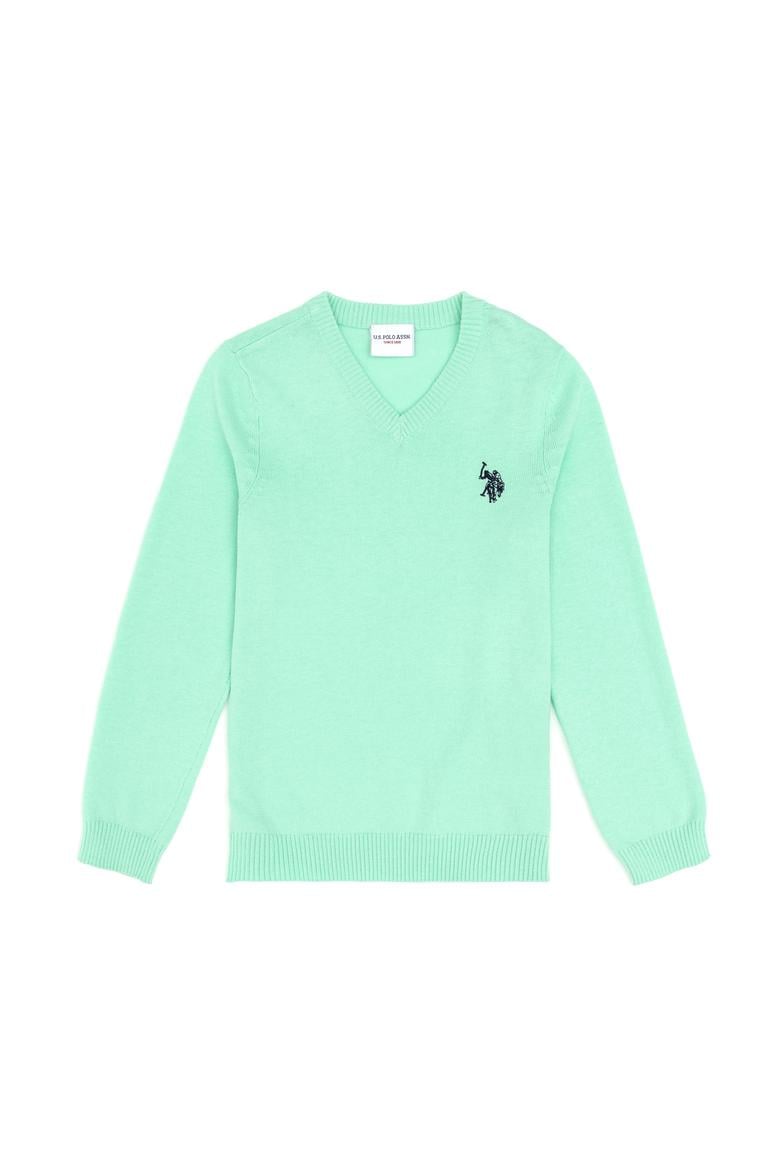 Erkek Çocuk Mint Basic V Yaka Kazak