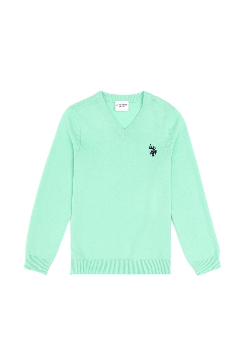 Erkek Çocuk Mint Basic V Yaka Kazak