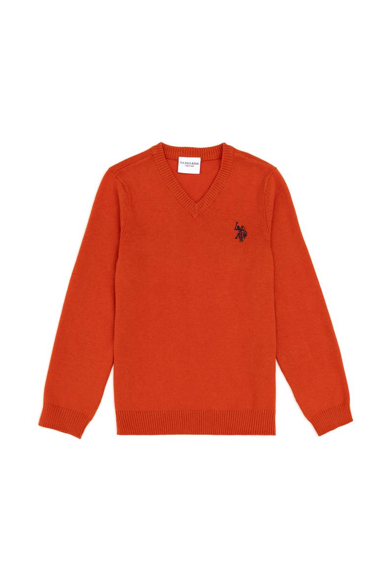 Erkek Çocuk Kiremit Basic V Yaka Kazak