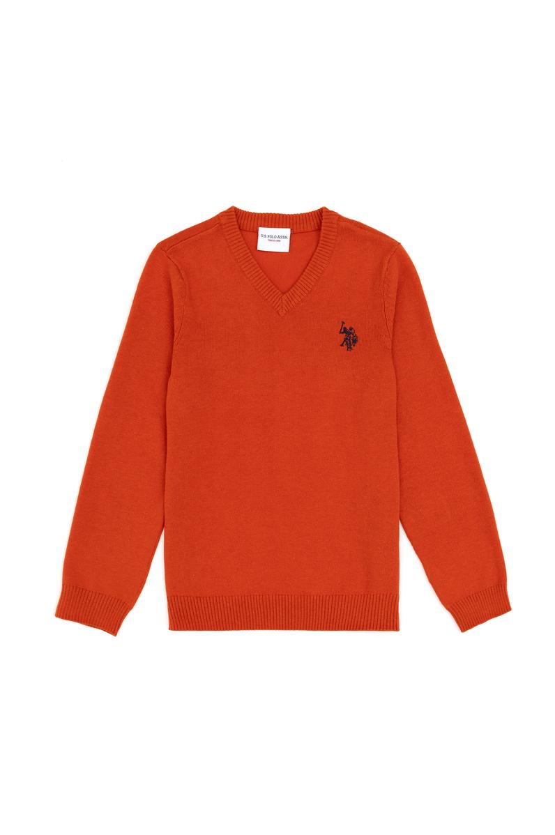 Erkek Çocuk Kiremit Basic V Yaka Kazak