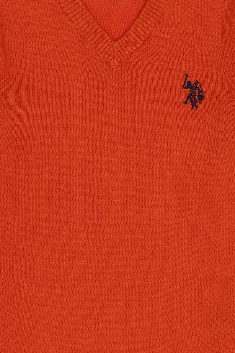 Erkek Çocuk Kiremit Basic V Yaka Kazak