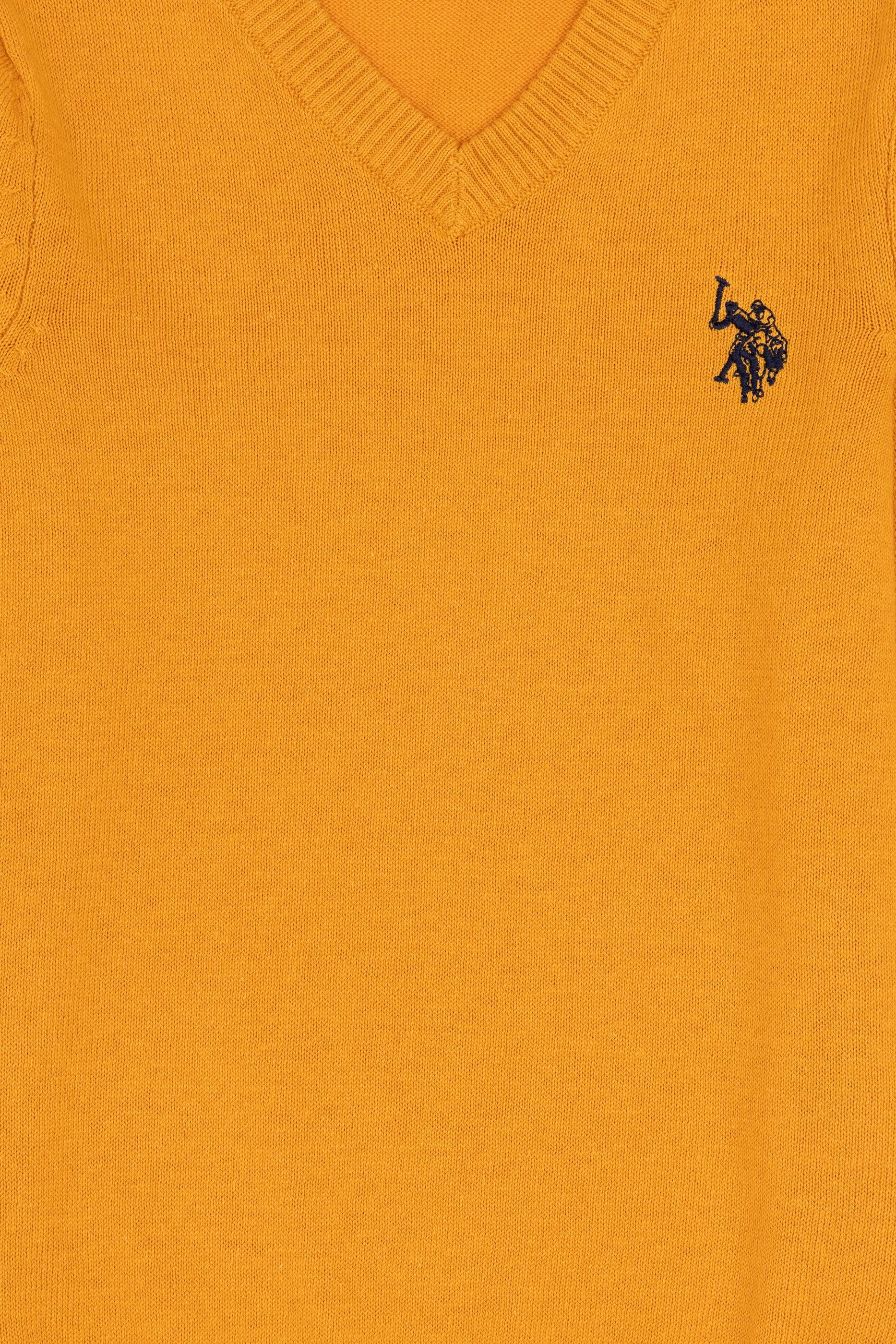 Erkek Çocuk Hardal Basic V Yaka Kazak