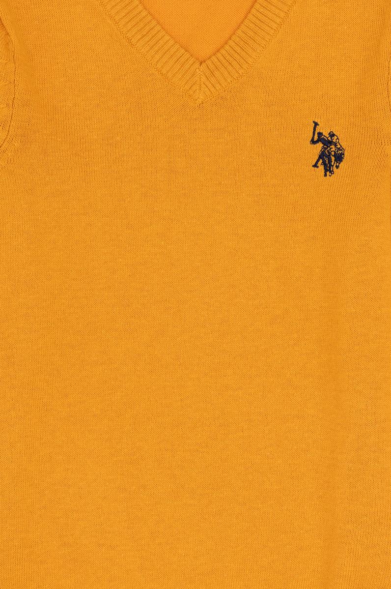 Erkek Çocuk Hardal Basic V Yaka Kazak
