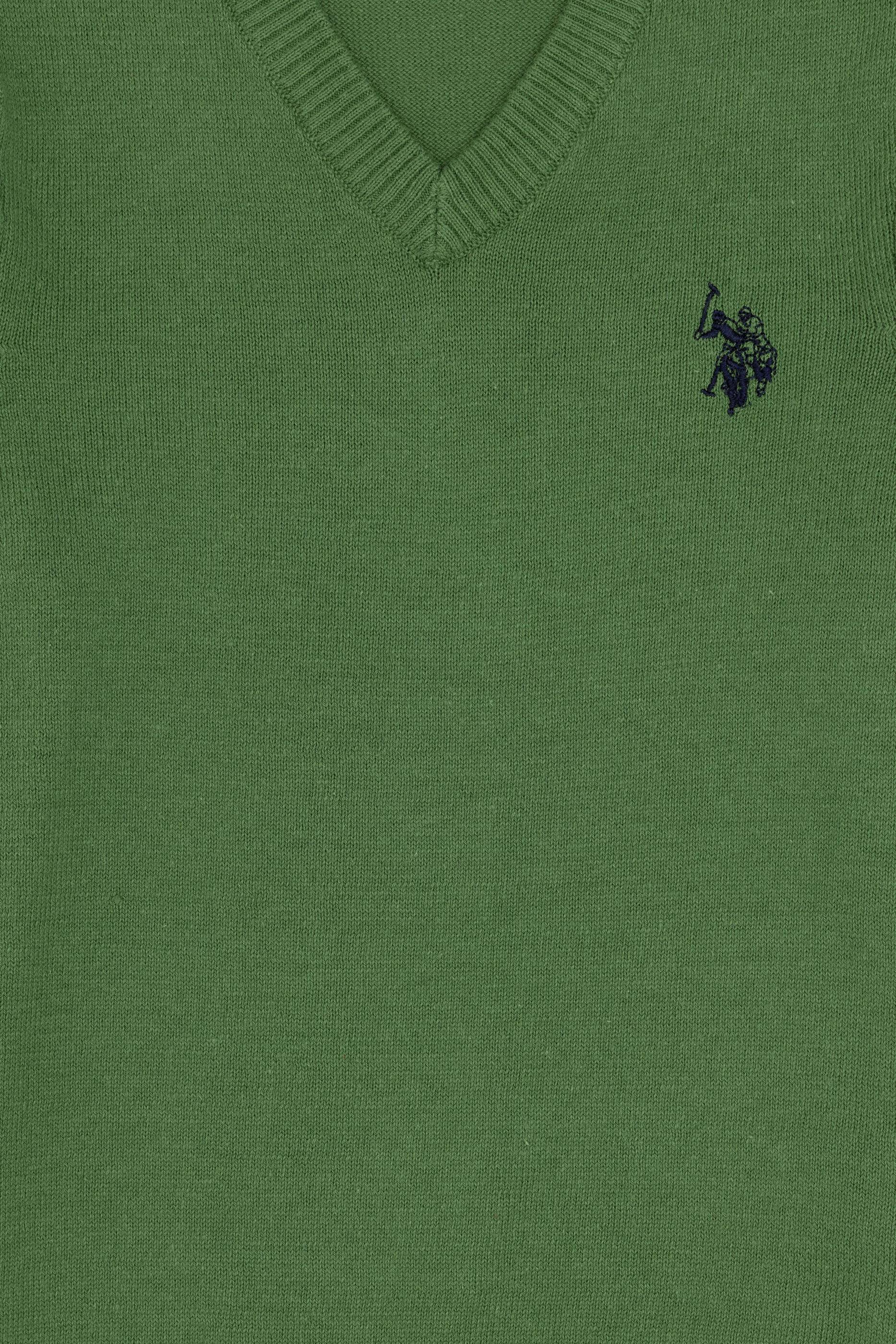 Erkek Çocuk Yeşil Basic V Yaka Kazak