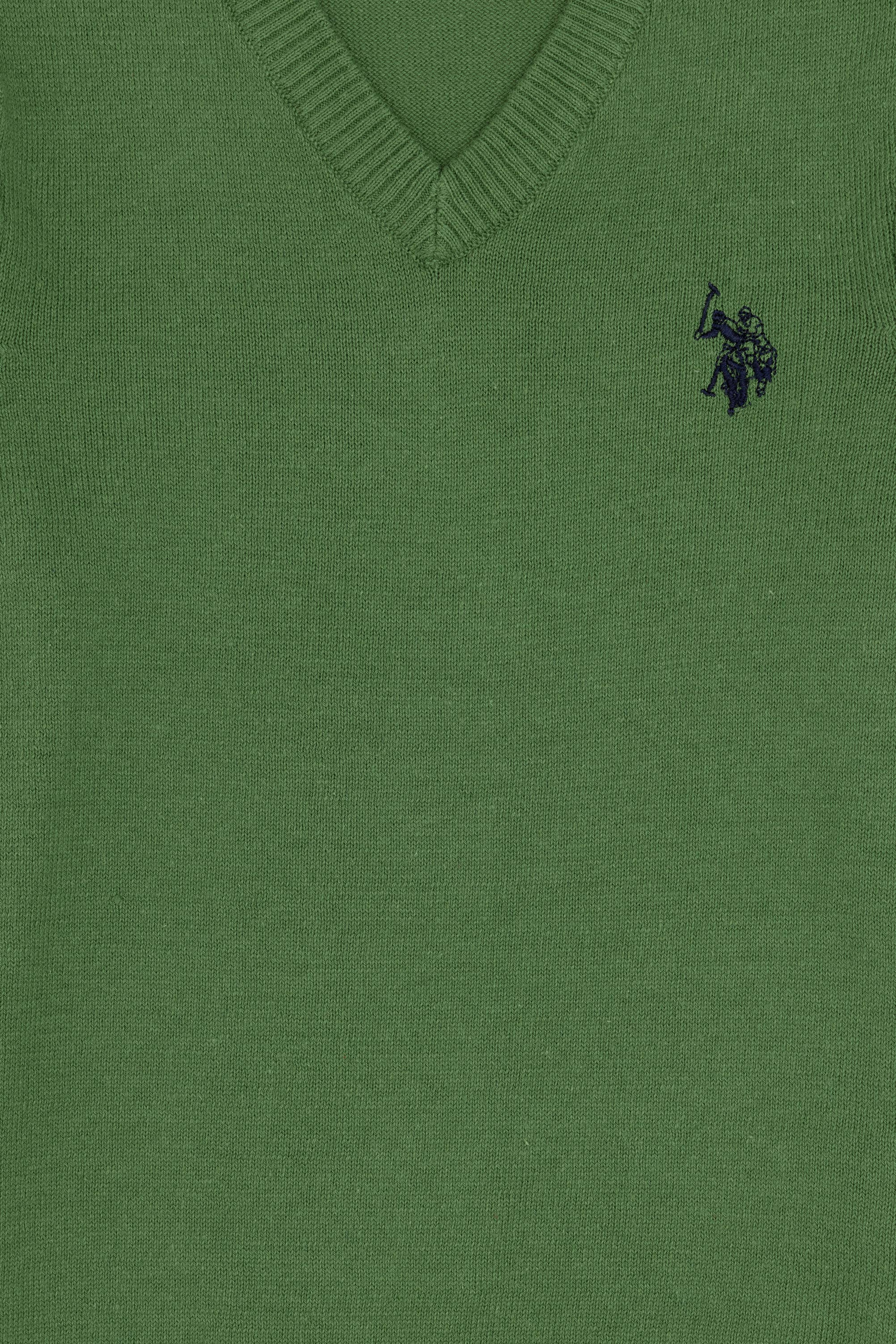 Erkek Çocuk Yeşil Basic V Yaka Kazak - Image 3