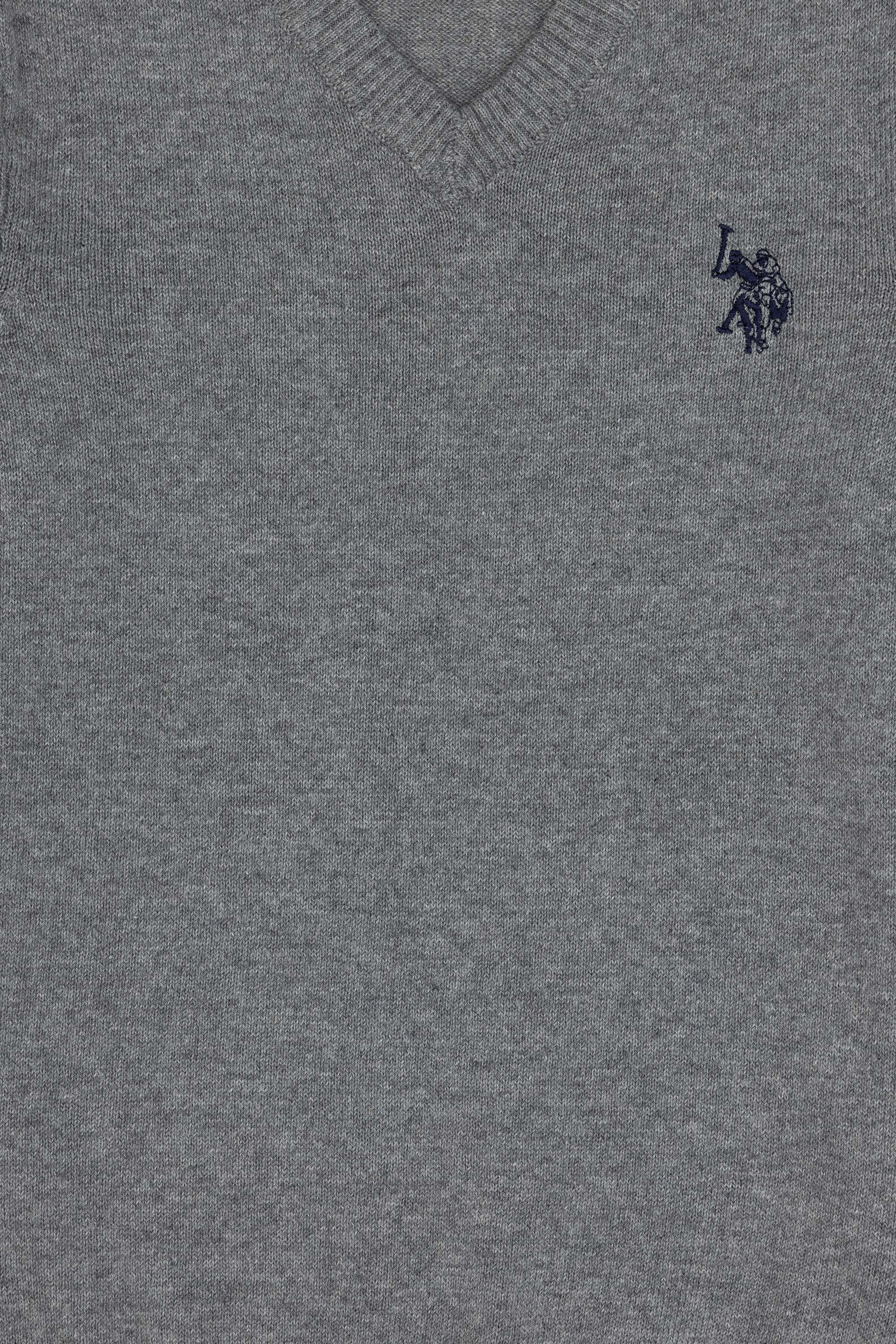 Erkek Çocuk Gri Melanj Basic V Yaka Kazak - Image 3