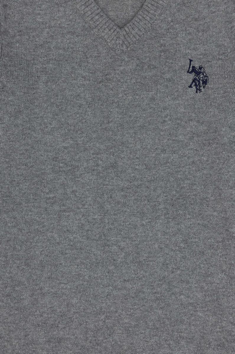 Erkek Çocuk Gri Melanj Basic V Yaka Kazak