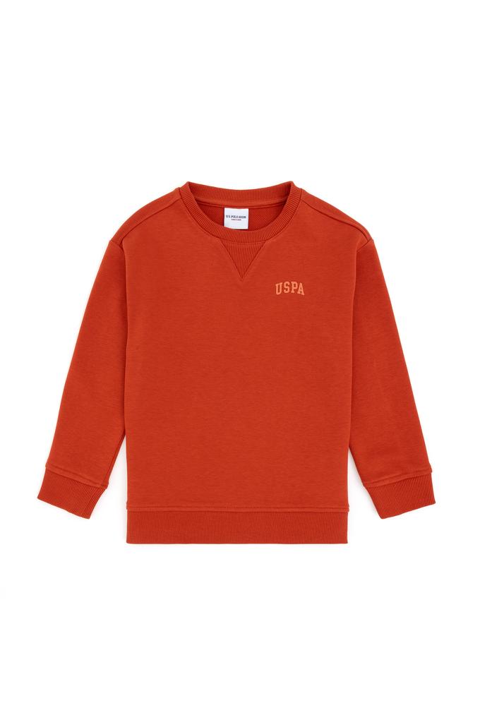Erkek Çocuk Kiremit Basic Bisiklet Yaka Sweatshirt