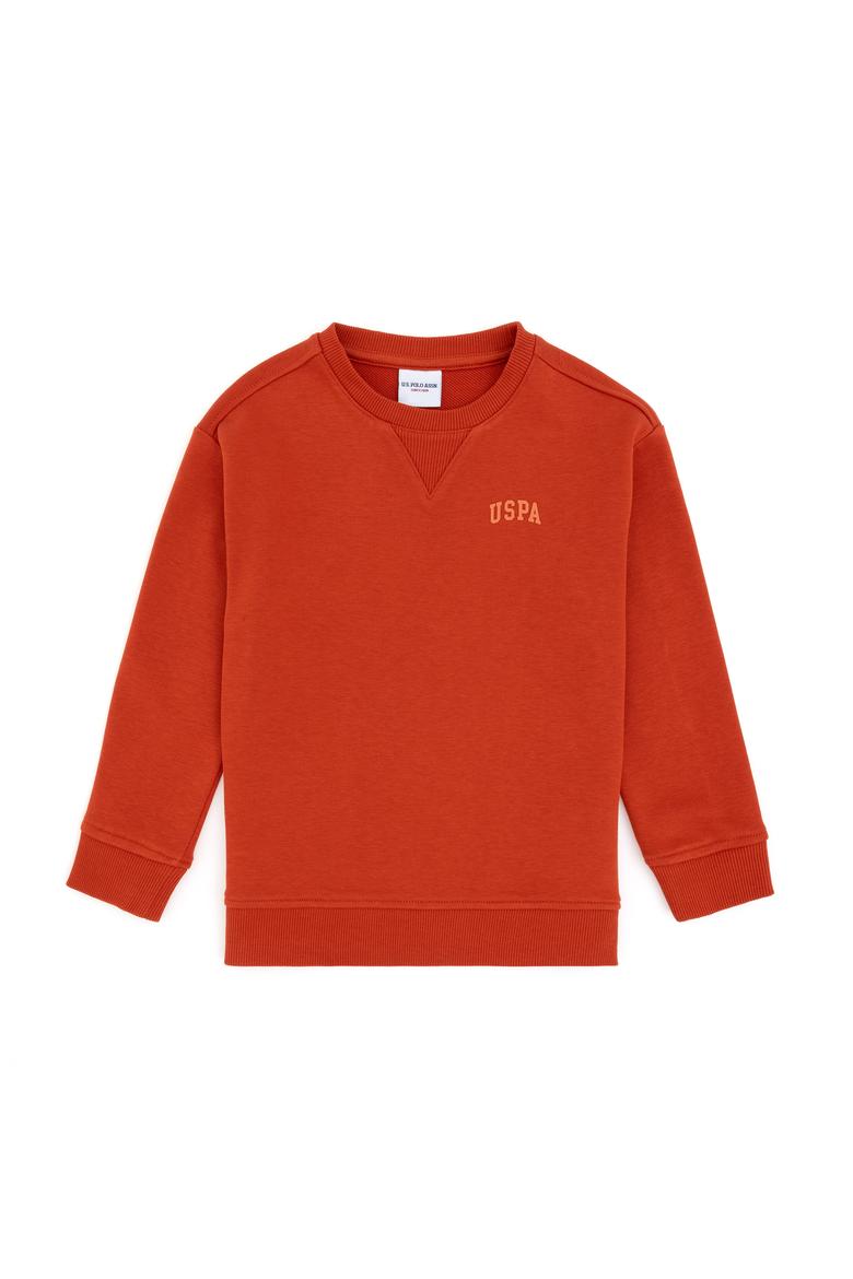 Erkek Çocuk Kiremit Basic Bisiklet Yaka Sweatshirt