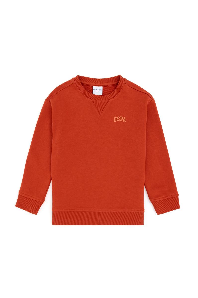 Erkek Çocuk Kiremit Basic Bisiklet Yaka Sweatshirt