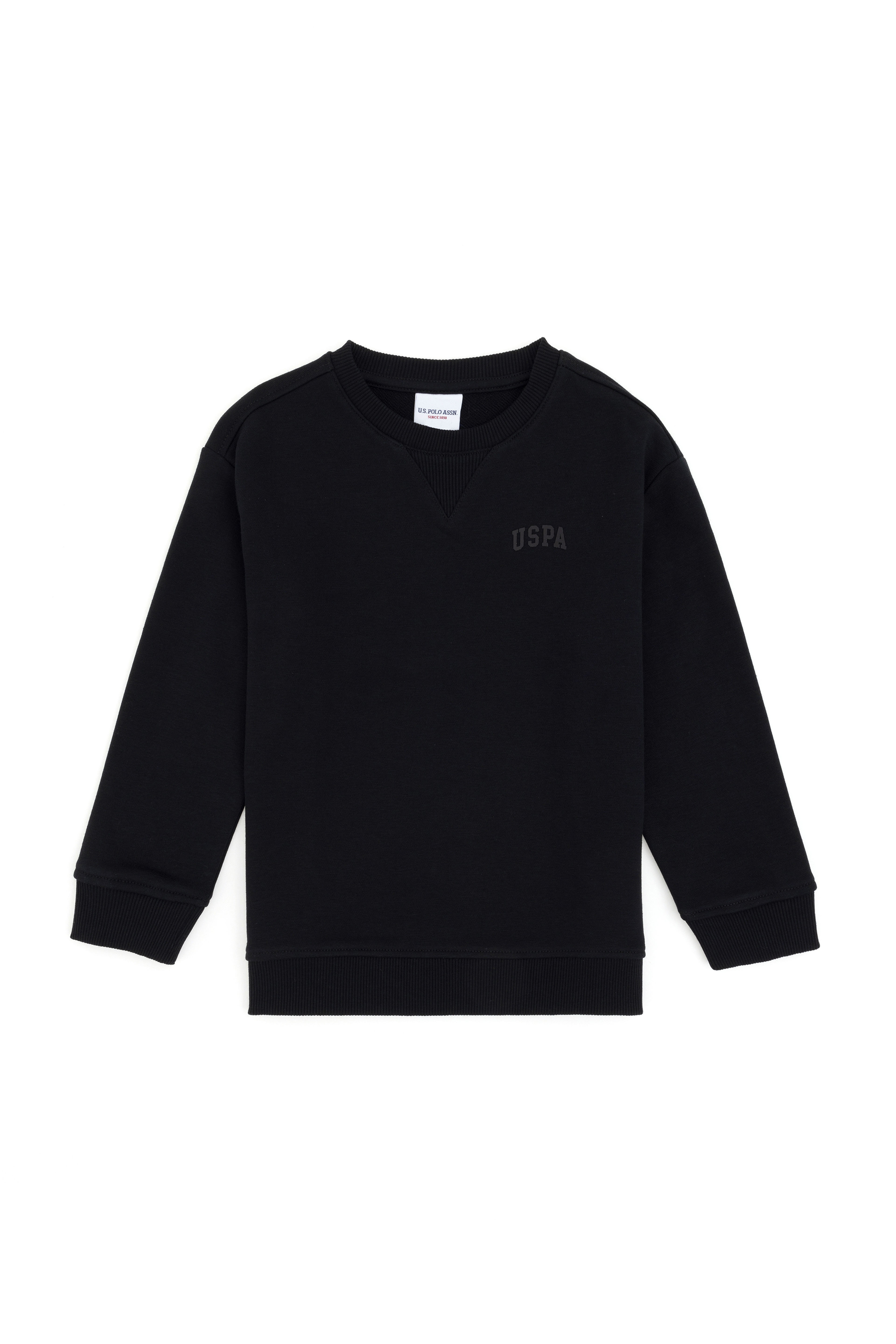 Erkek Çocuk Siyah Basic Bisiklet Yaka Sweatshirt - Image 1
