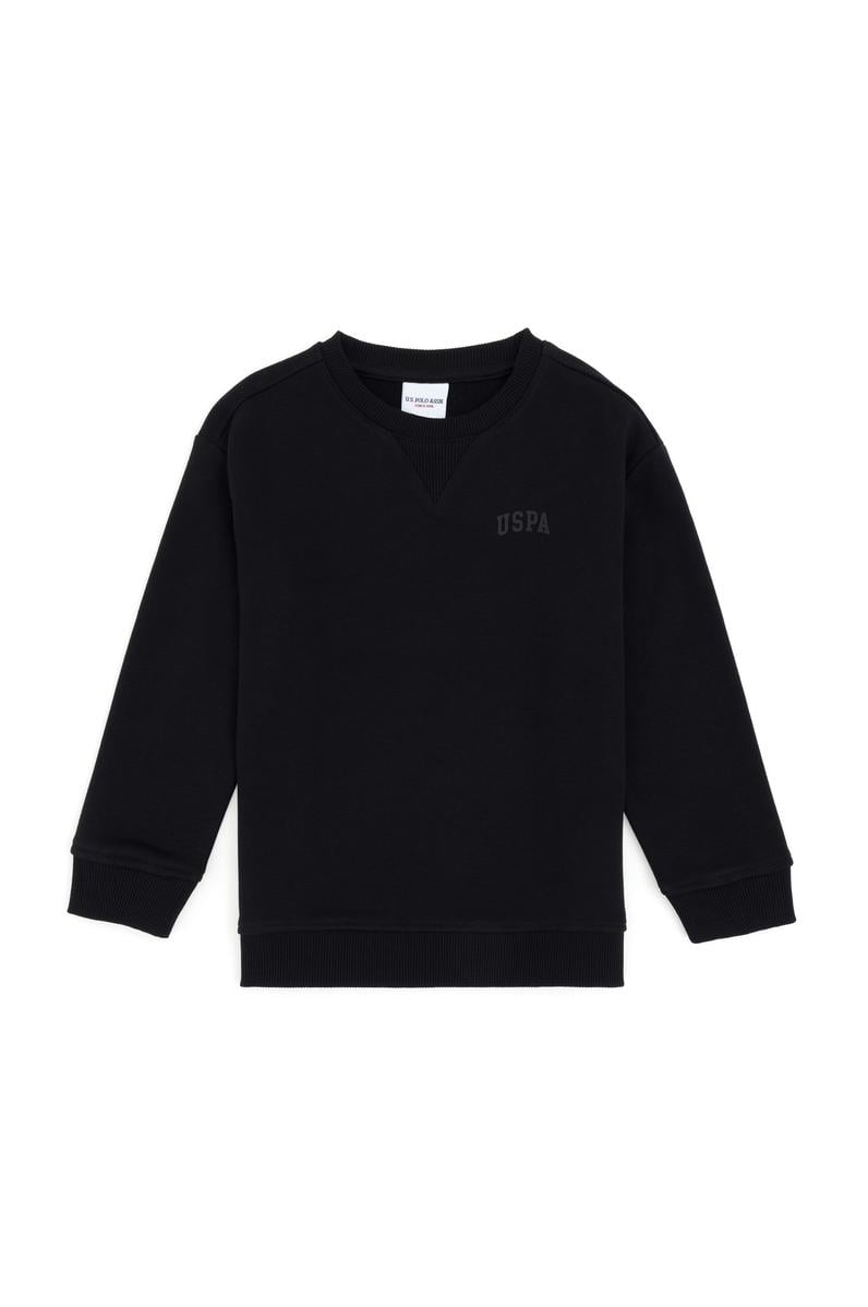 Erkek Çocuk Siyah Basic Bisiklet Yaka Sweatshirt
