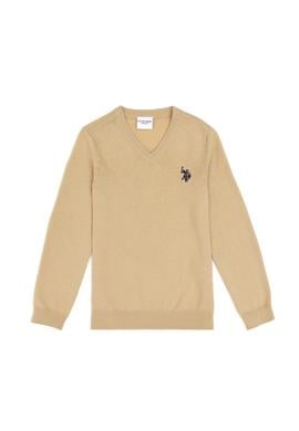 Erkek Çocuk Açık Haki Basic V Yaka Kazak - 50294200061