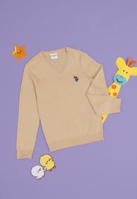 Erkek Çocuk Açık Haki Basic V Yaka Kazak - 50294200061