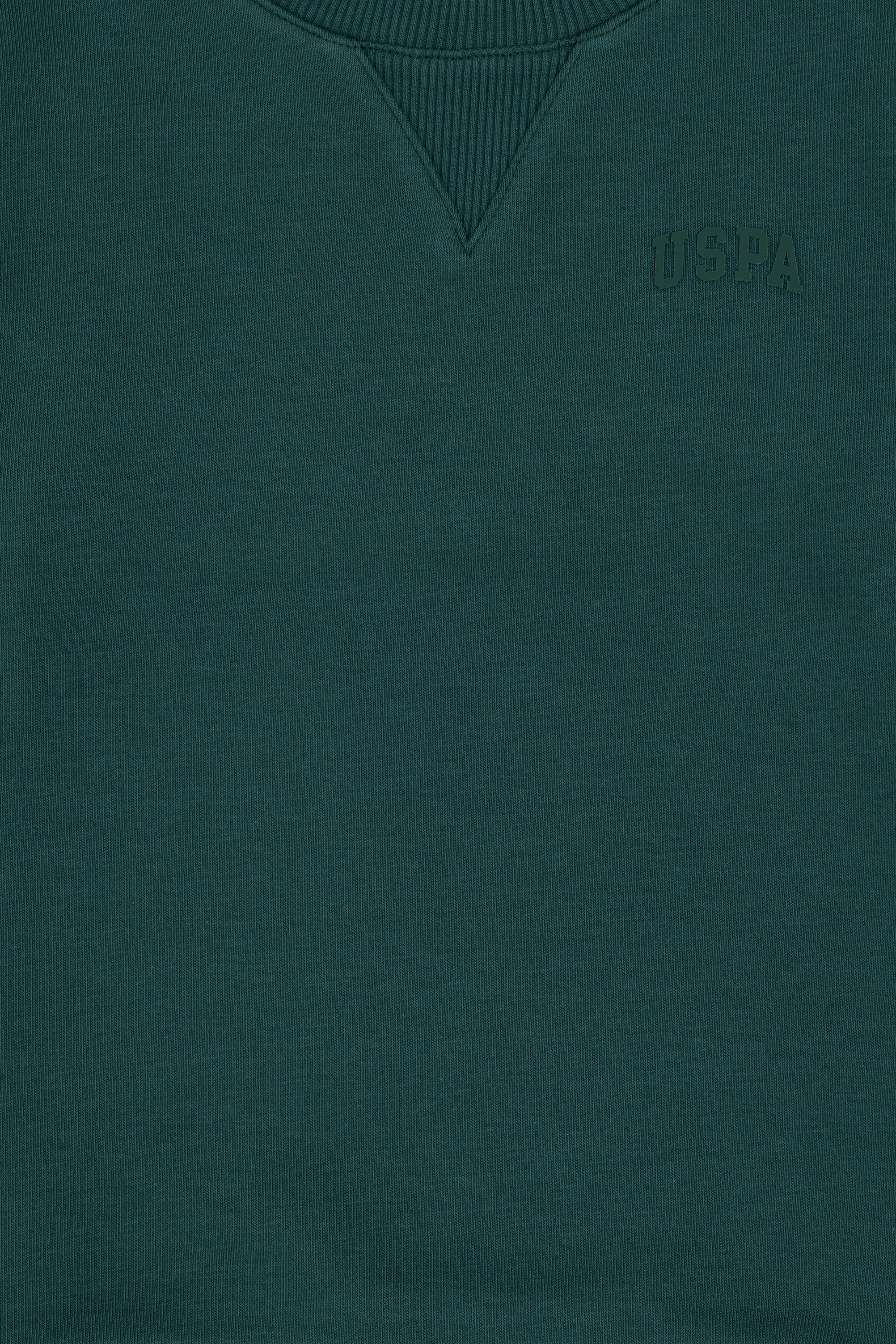 Erkek Çocuk Koyu Yeşil Basic Bisiklet Yaka Sweatshirt