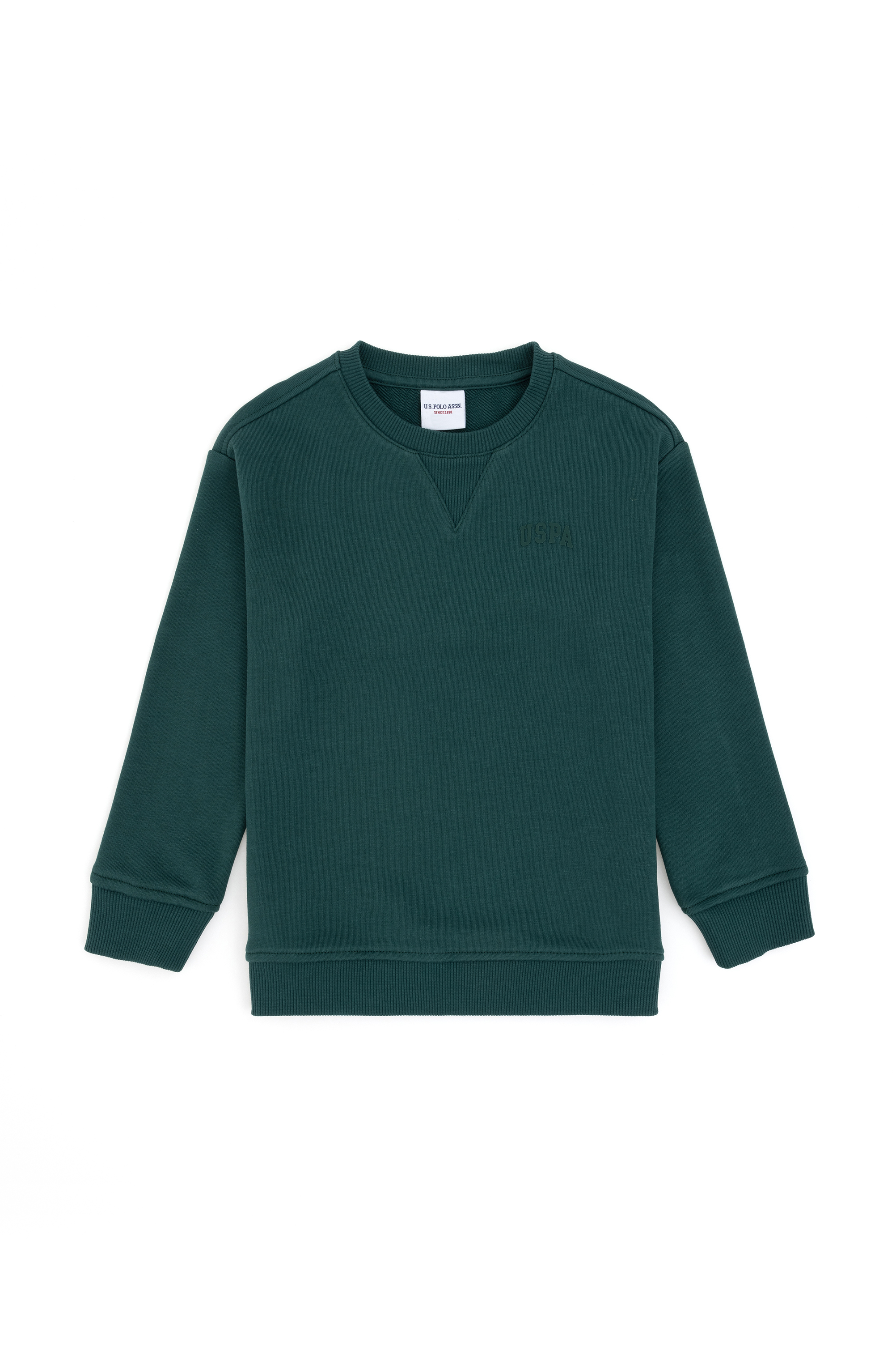 Erkek Çocuk Koyu Yeşil Basic Bisiklet Yaka Sweatshirt - Image 3