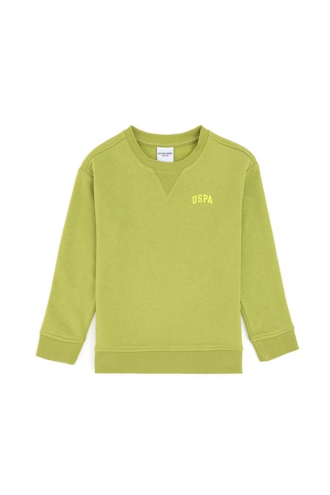 Erkek Çocuk Fıstık Yeşili Basic Bisiklet Yaka Sweatshirt