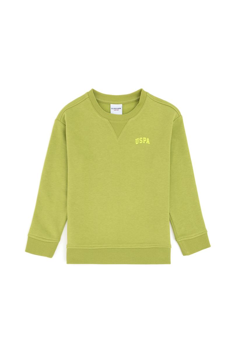 Erkek Çocuk Fıstık Yeşili Basic Bisiklet Yaka Sweatshirt
