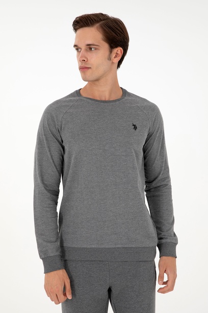 Erkek Antrasit Melanj Basic Sweatshirt