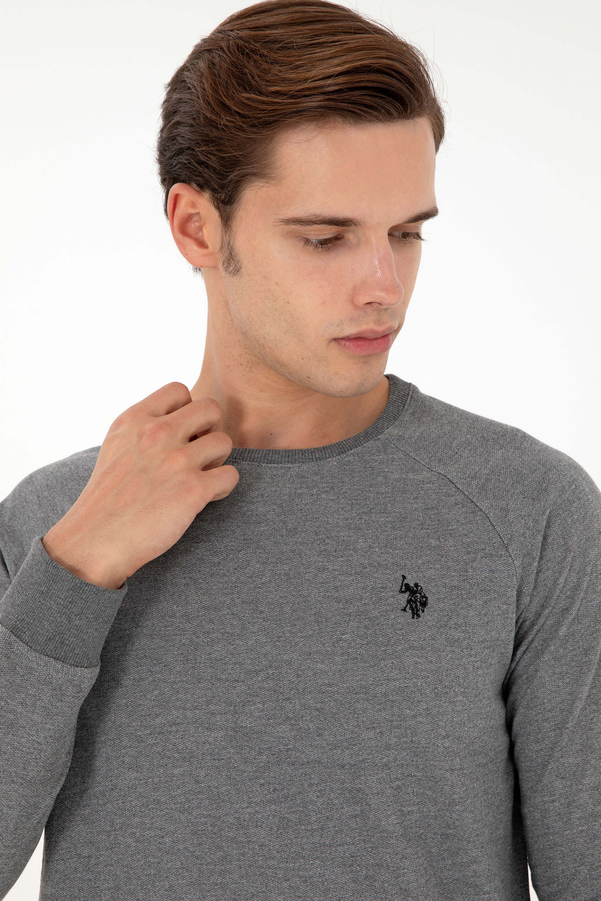 Erkek Antrasit Melanj Basic Sweatshirt - Image 2