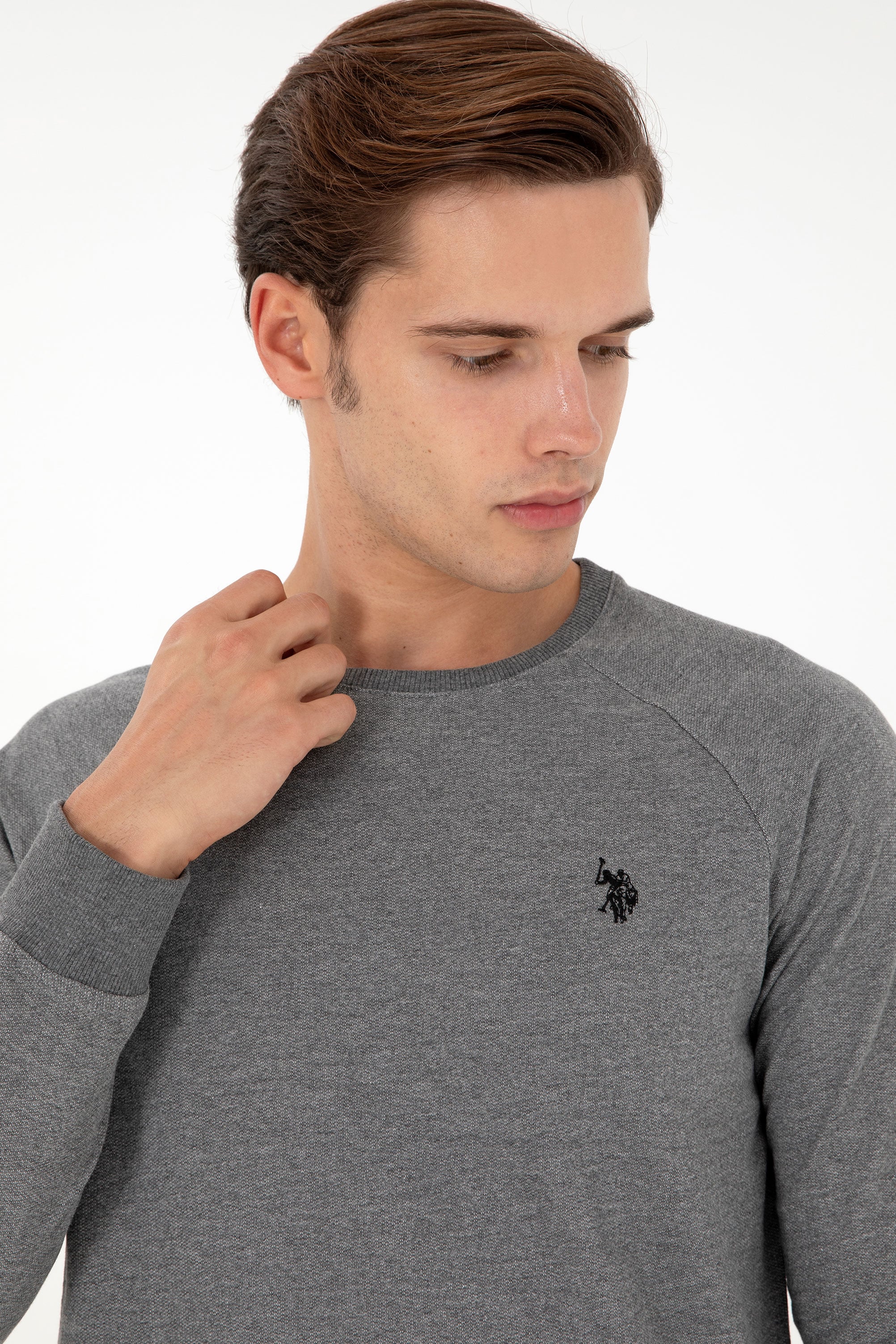 Erkek Antrasit Melanj Basic Sweatshirt
