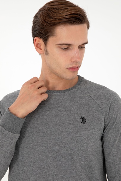 Erkek Antrasit Melanj Basic Sweatshirt