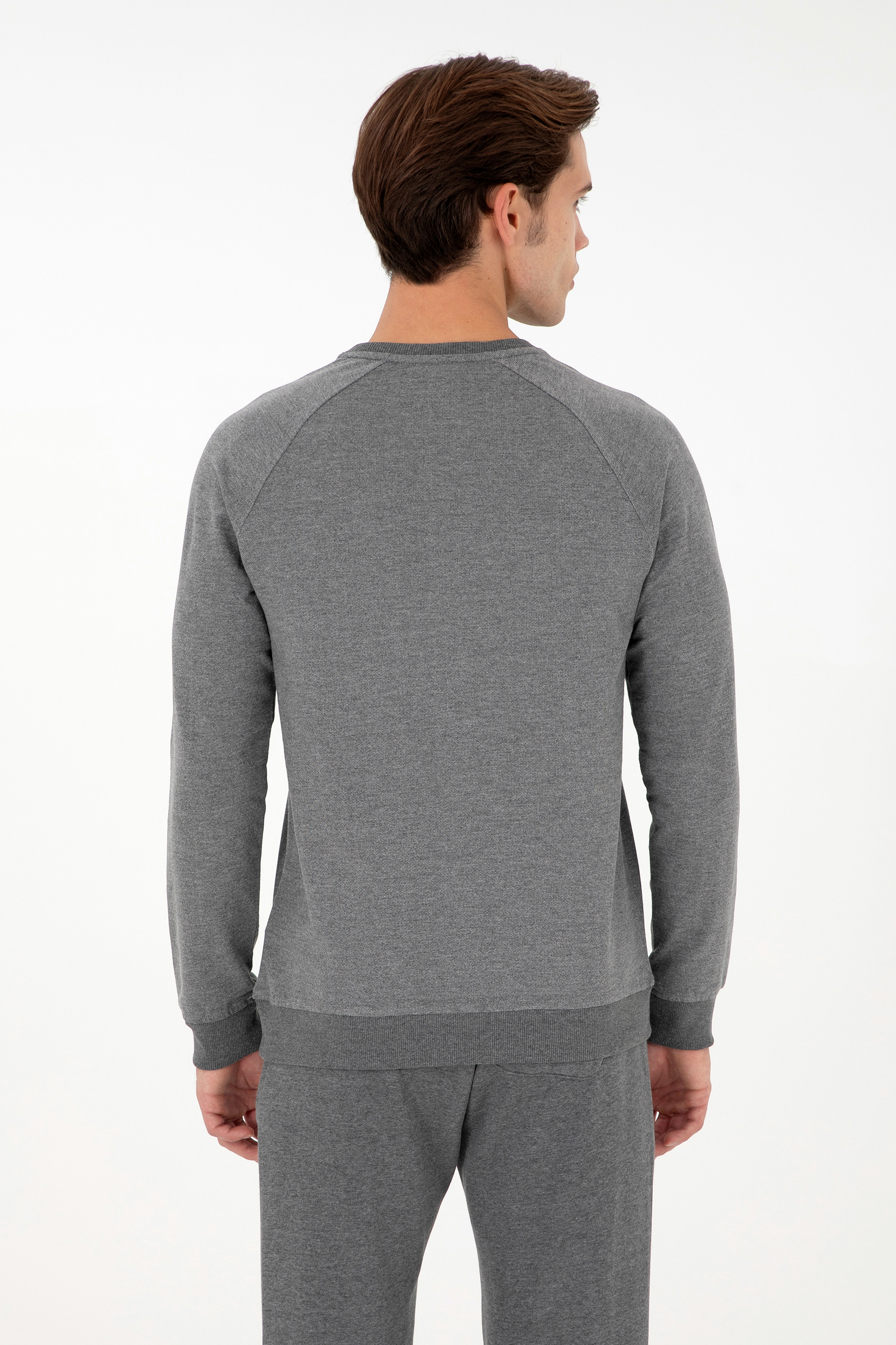 Erkek Antrasit Melanj Basic Sweatshirt - Image 5