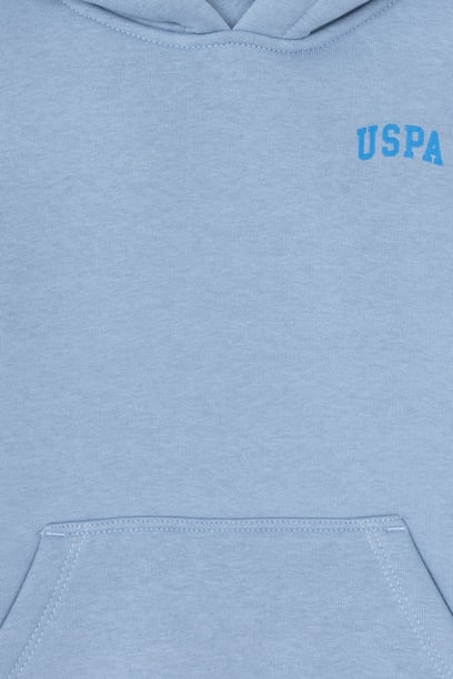 Erkek Çocuk Açık Mavi Basic Kapüşonlu Sweatshirt