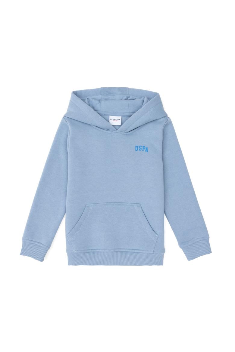Erkek Çocuk Açık Mavi Basic Kapüşonlu Sweatshirt