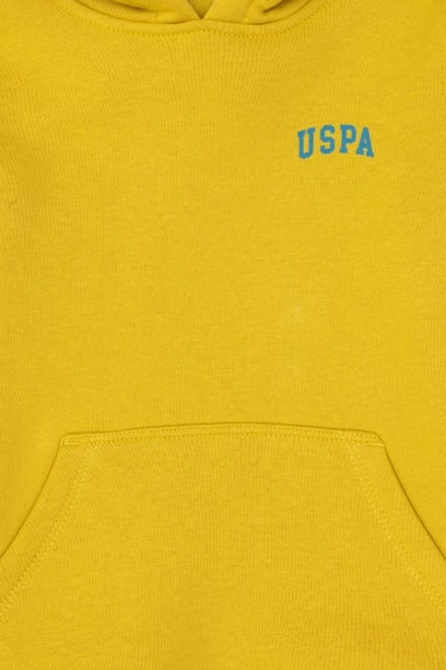 Erkek Çocuk Sarı Basic Kapüşonlu Sweatshirt