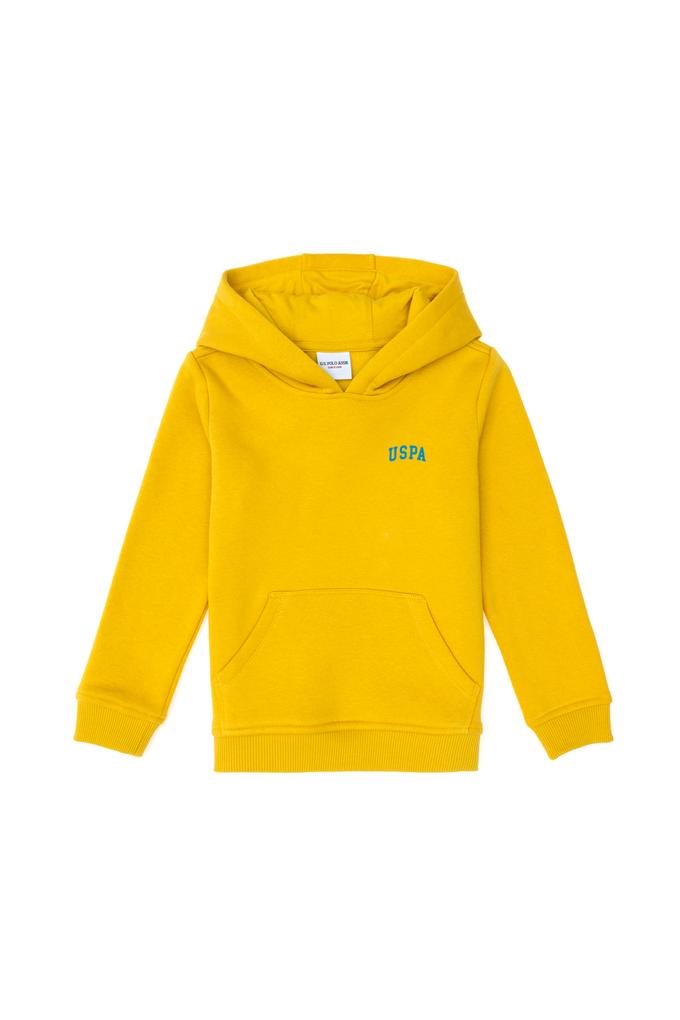 Erkek Çocuk Sarı Basic Kapüşonlu Sweatshirt