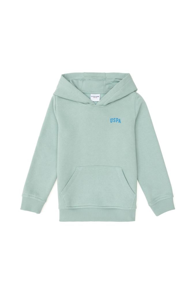 Erkek Çocuk Su Yeşili Basic Kapüşonlu Sweatshirt
