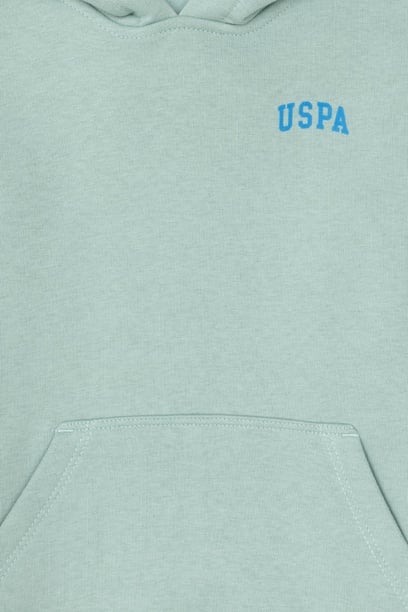 Erkek Çocuk Su Yeşili Basic Kapüşonlu Sweatshirt