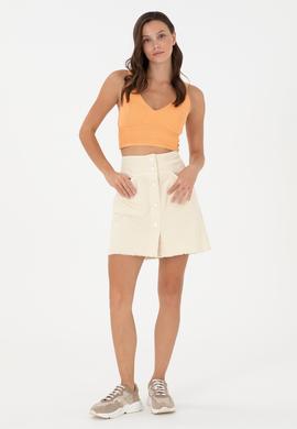 Kadın Ekru Dokuma Etek - 50282404034