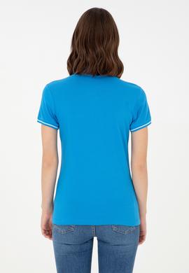 Kadın Saks Polo Yaka Tişört - 50280039017