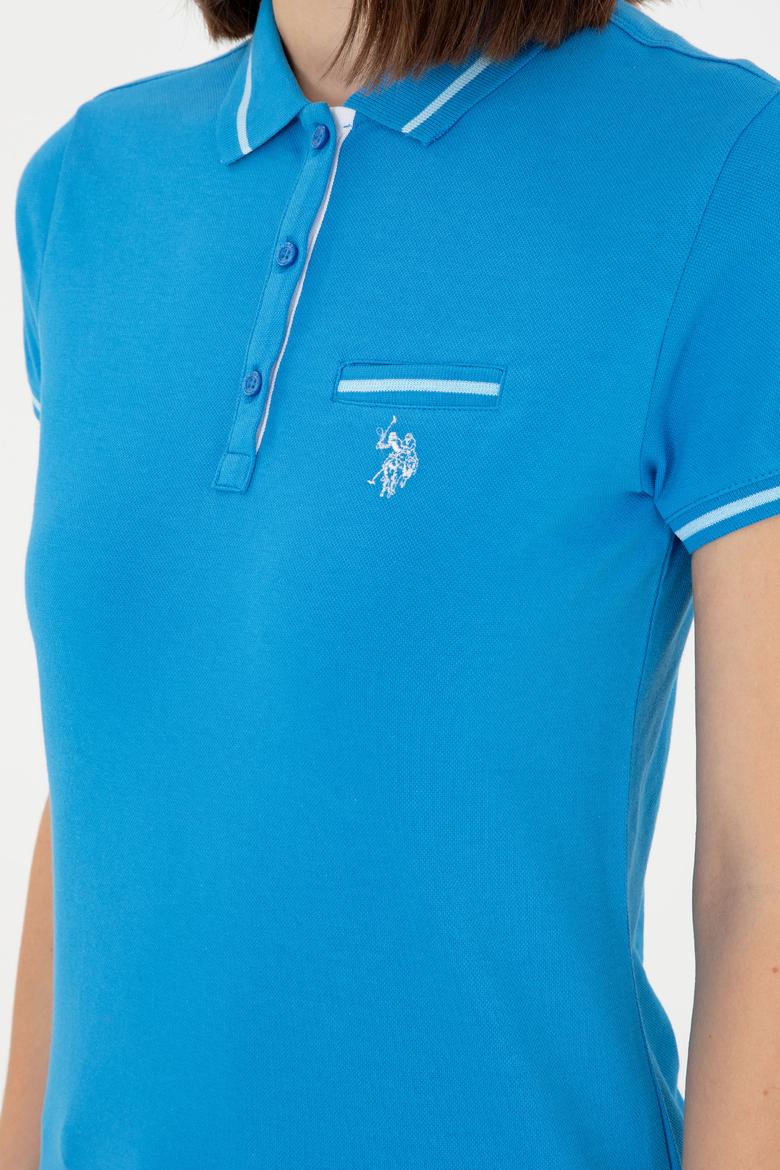 Kadın Saks Polo Yaka Tişört - 50280039017