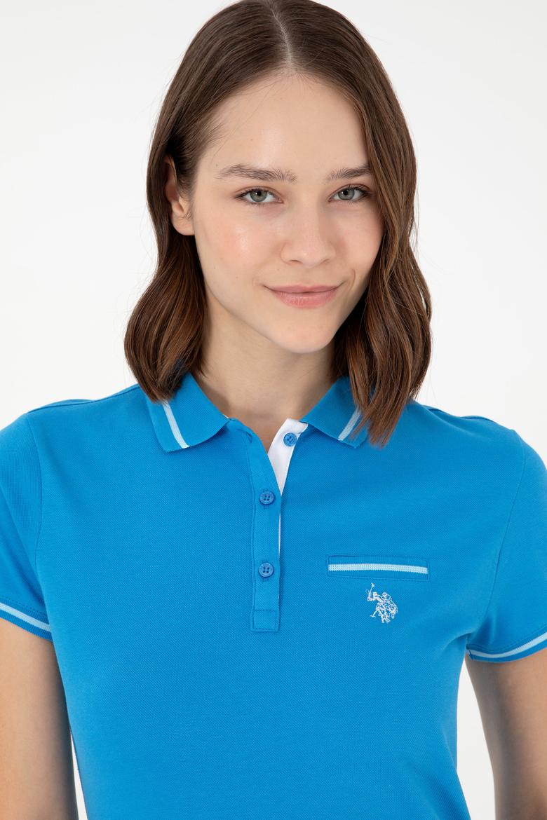 Kadın Saks Polo Yaka Tişört - 50280039017