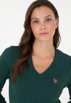 Kadın Koyu Yeşil Basic Kazak - 50288992074